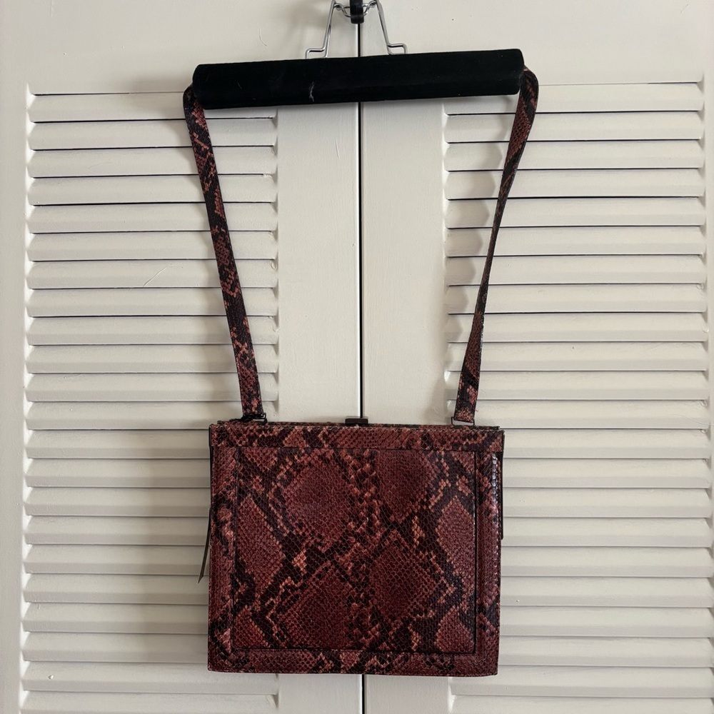 Via Spiga Snakeskin Genuine Leather Bag Vintage Made in Italy - Picture 2 of 10